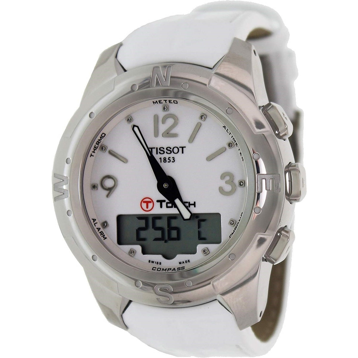 Tissot Men's T0472204601600 T-Touch Analog-Digital Diamond White Leather Watch