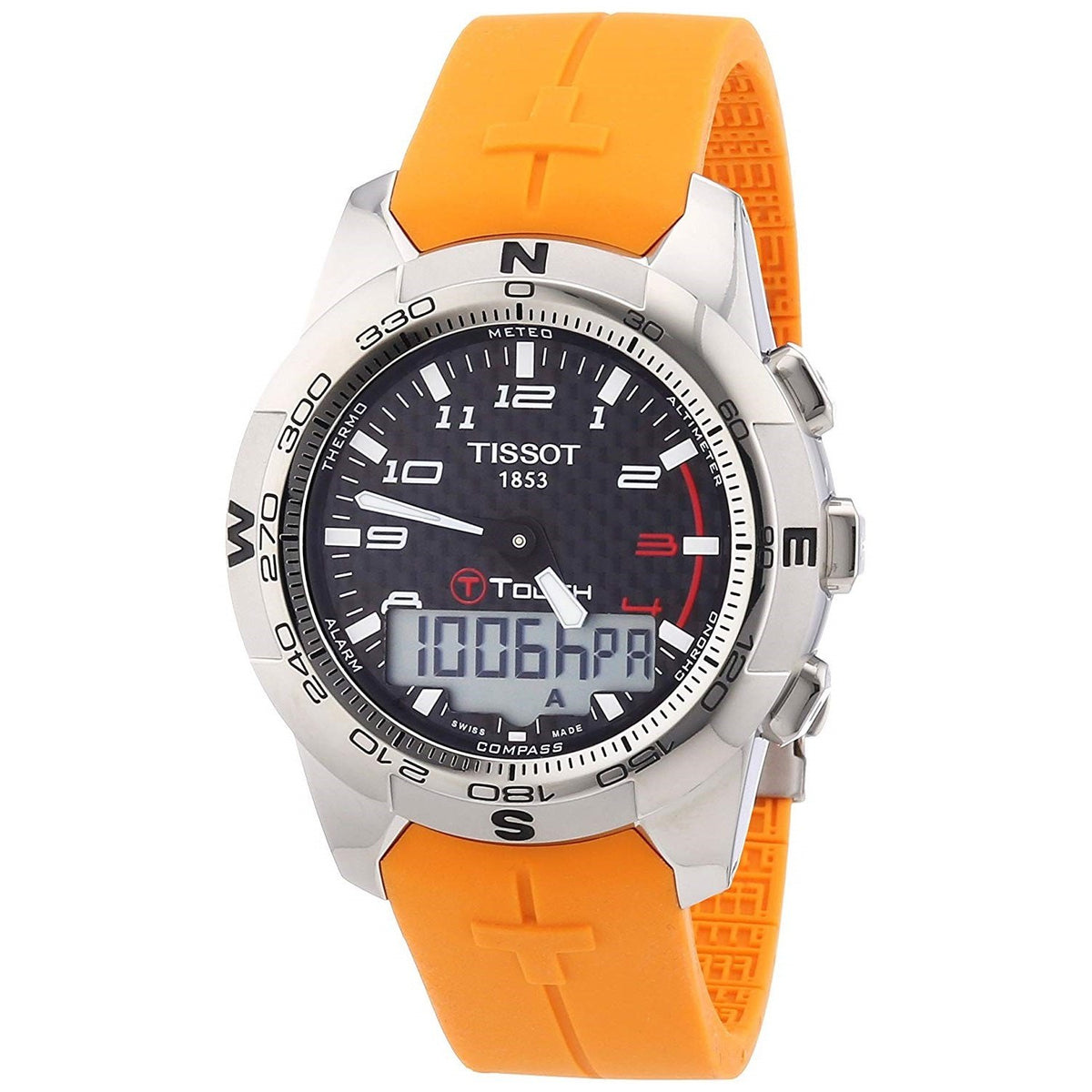 Tissot Men&#39;s T0474204720701 T-Touch II Analog-Digital Orange Rubber Watch