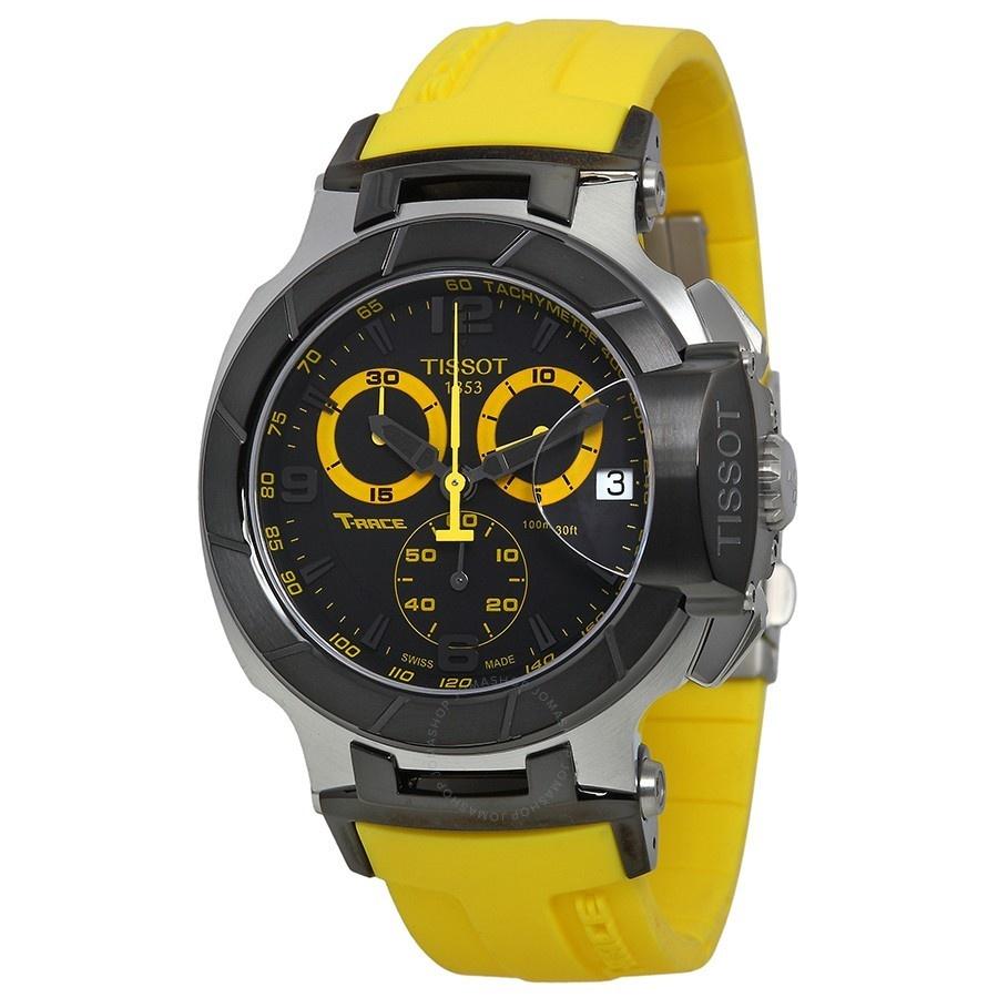 Tissot Men&#39;s T0484172705703 T-Race Sport Chronograph Yellow Rubber Watch
