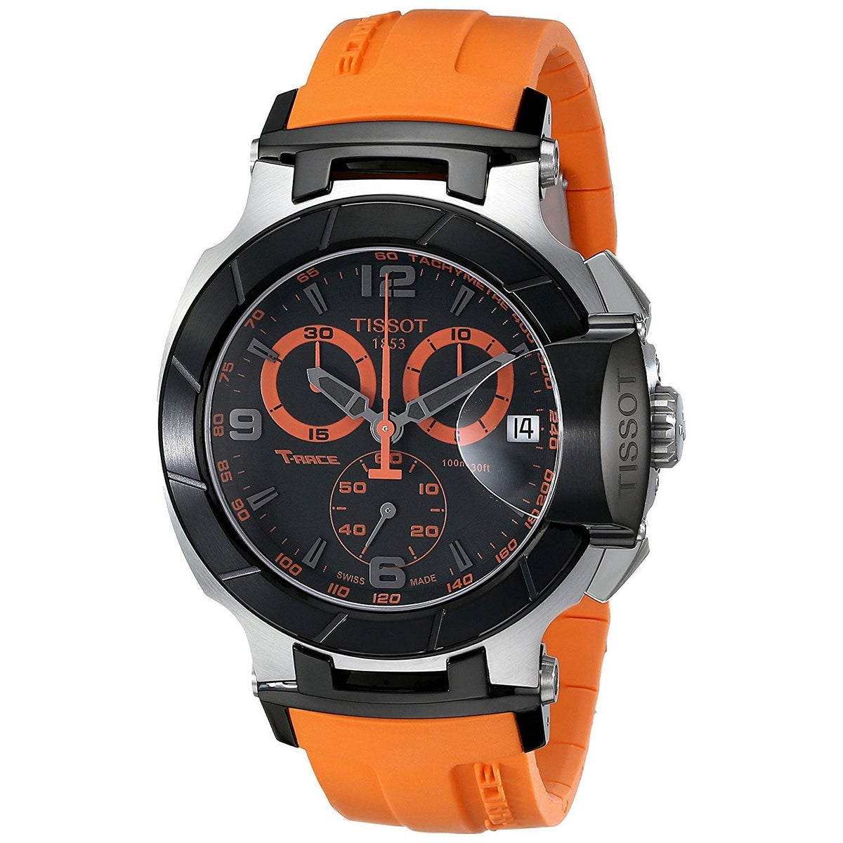 Tissot Men&#39;s T0484172705704 T-Race Chronograph Orange Rubber Watch