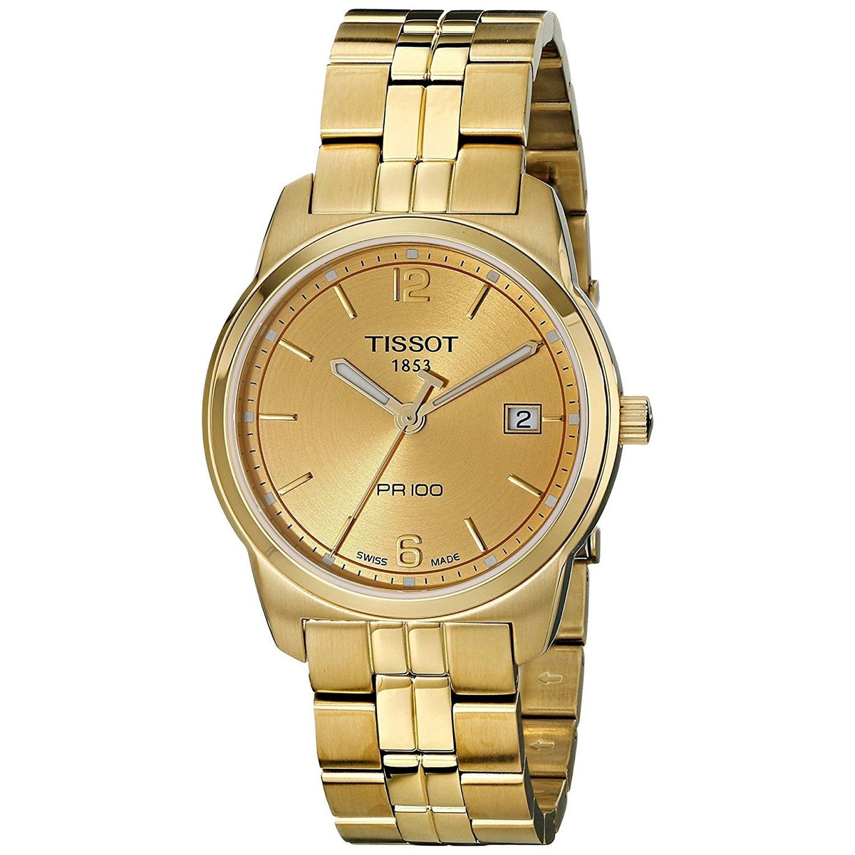 Tissot Men&#39;s T0494103302700 PR 100 Gold-Tone Stainless Steel Watch