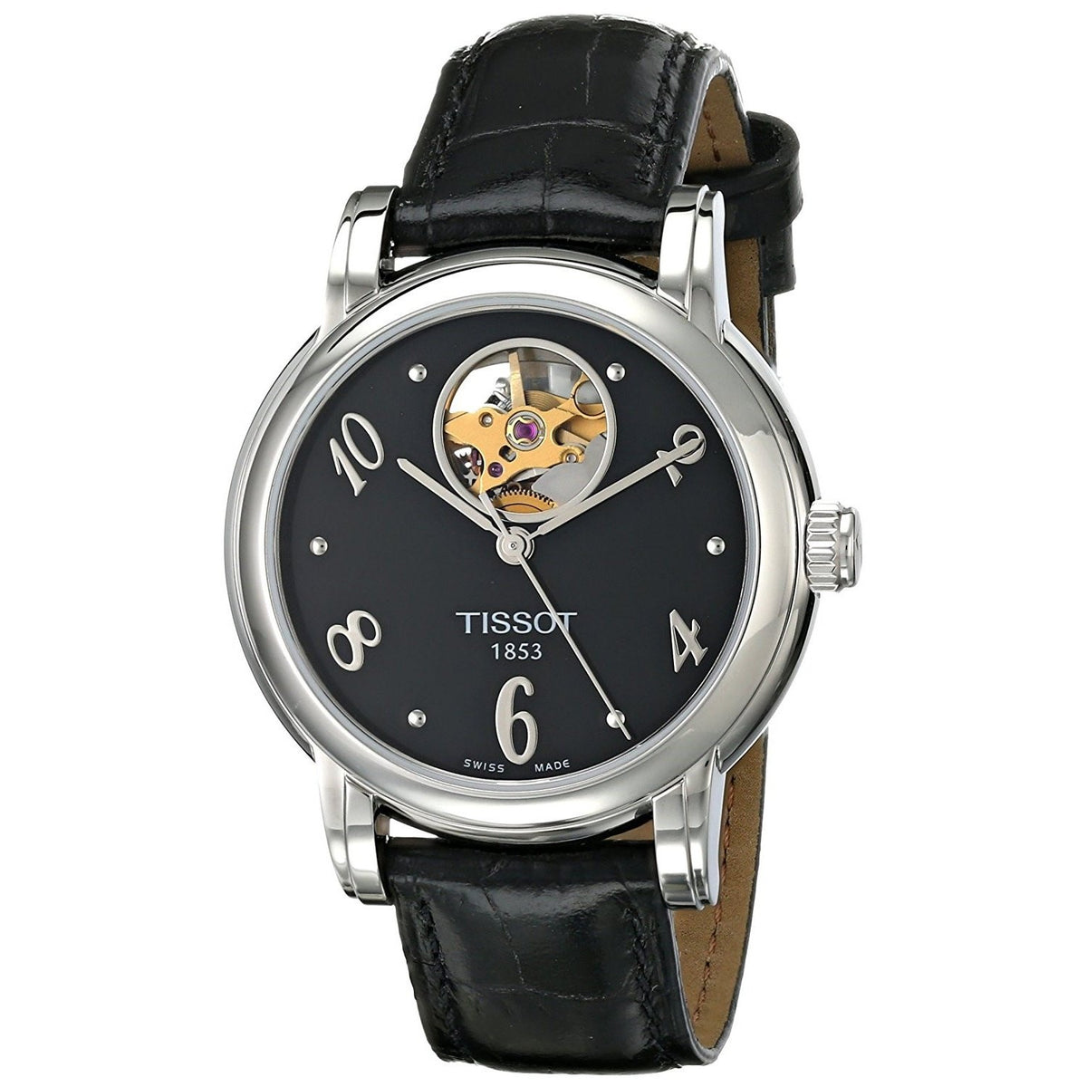 Tissot Women's T0502071605700 Lady Heart Automatic Open Wheel Black Leather Watch
