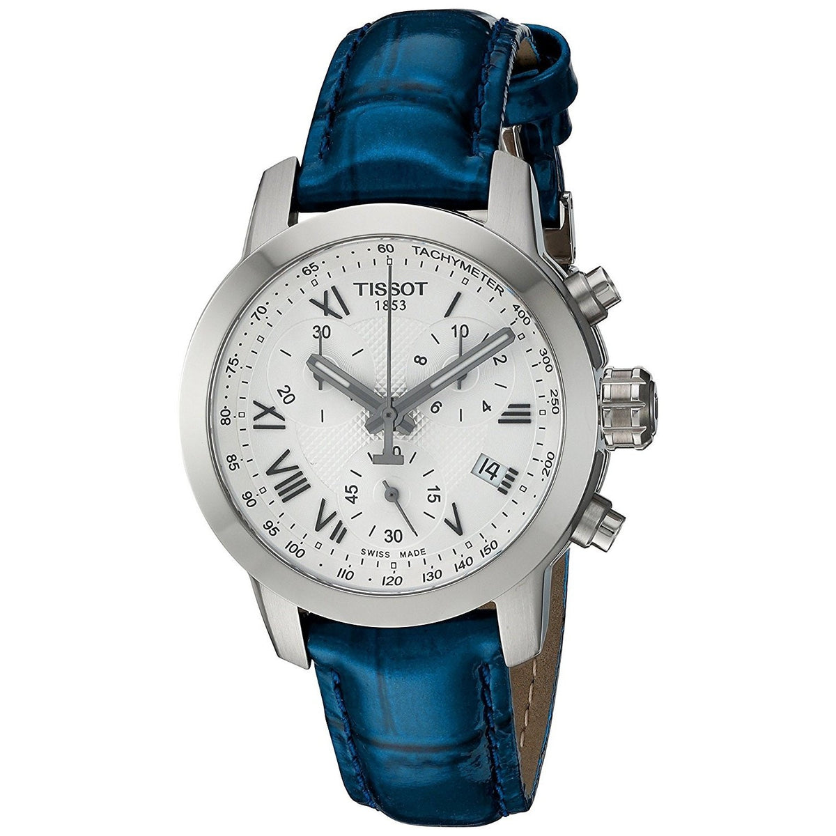 Tissot Women&#39;s T0552171603300 PRC 200 Chronograph Blue Leather Watch