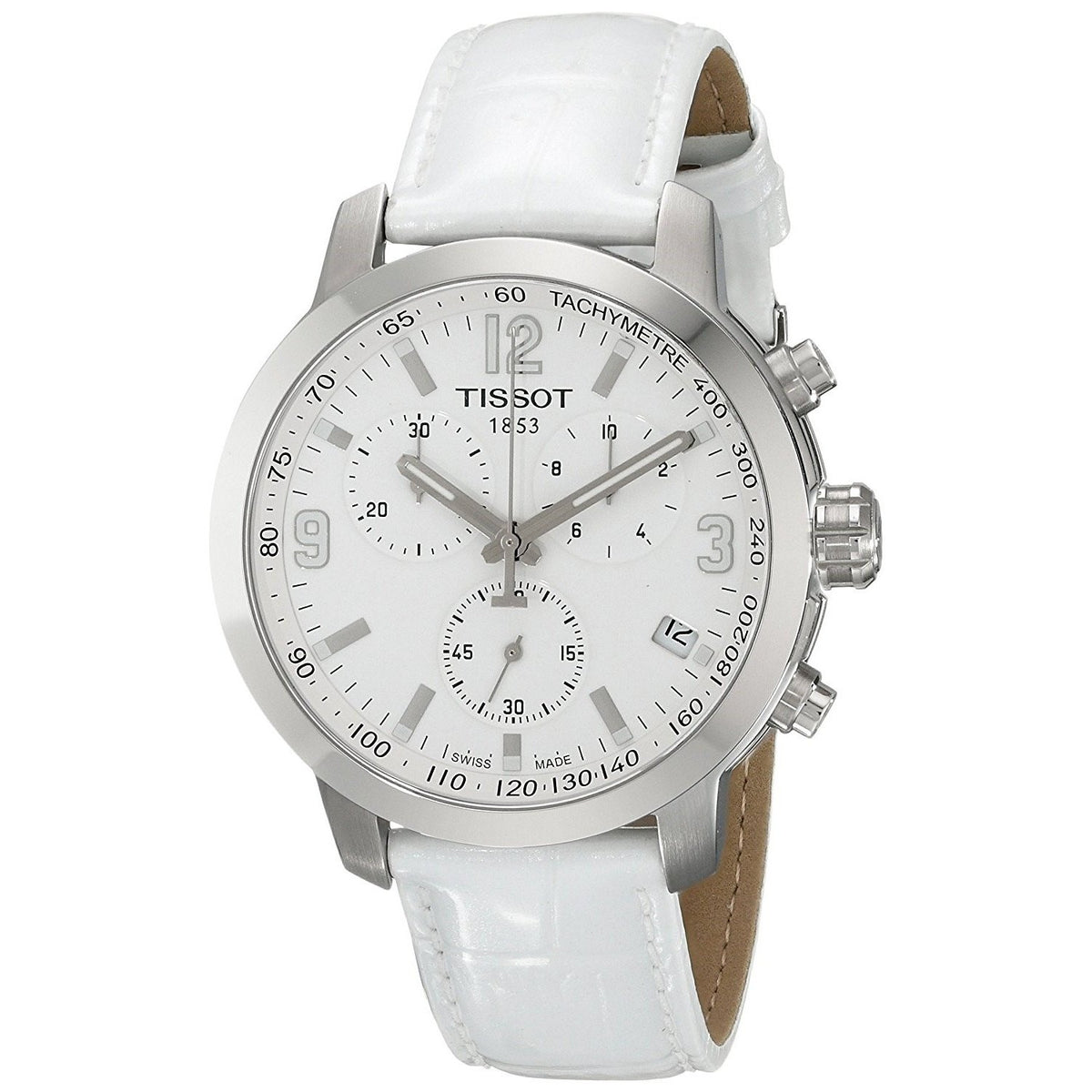 Tissot Men's T0554171601700 PRC 200 Chronograph White Leather Watch