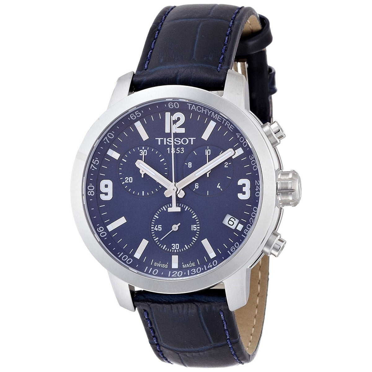 Tissot Men&#39;s T0554171604700 PRC200 Chronograph Blue Leather Watch