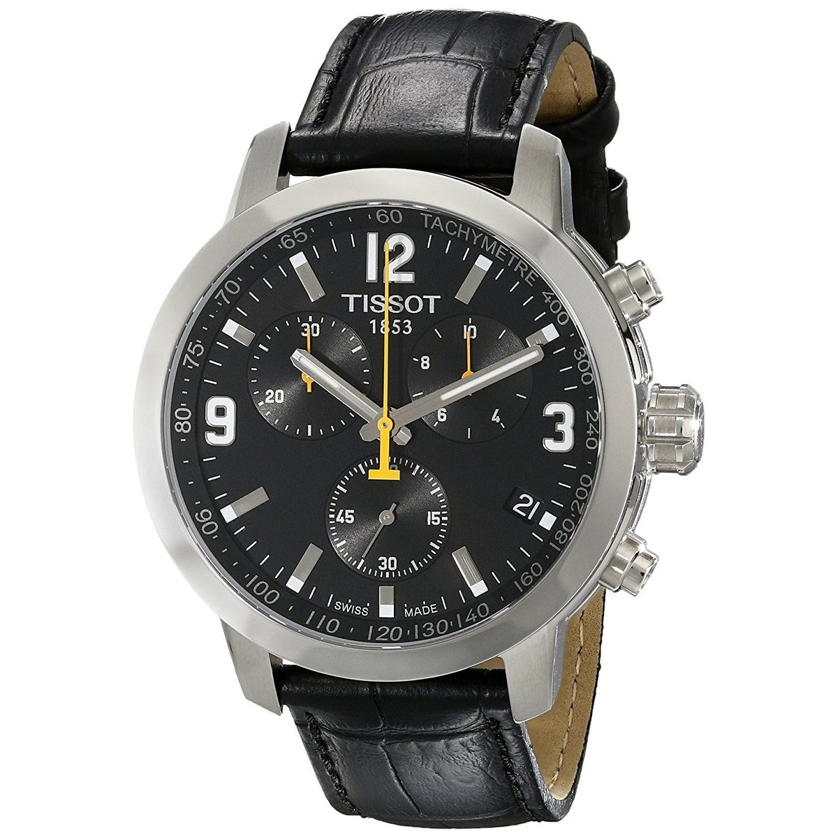 Tissot Men&#39;s T0554171605700 PRC 200 Chronograph Black Leather Watch