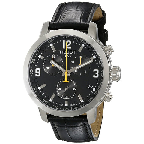 Tissot Men's T0554171605700 PRC 200 Chronograph Black Leather Watch