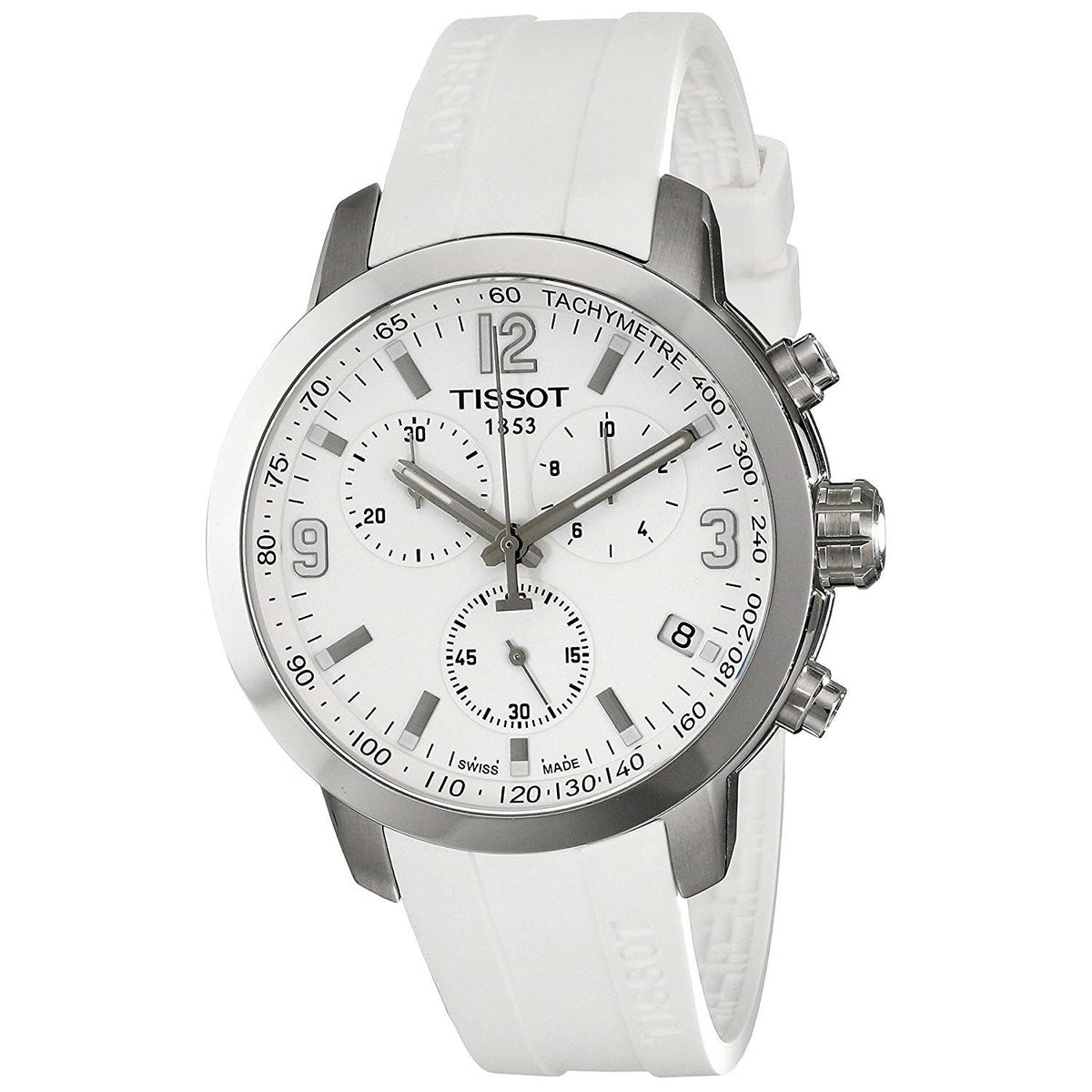 Tissot Men&#39;s T0554171701700 PRC 200 Chronograph White Rubber Watch