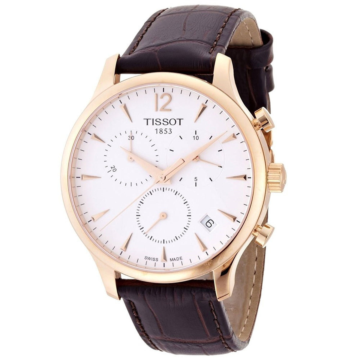 Tissot Men&#39;s T0636173603700 T-Classic Tradition Chronograph Brown Leather Watch