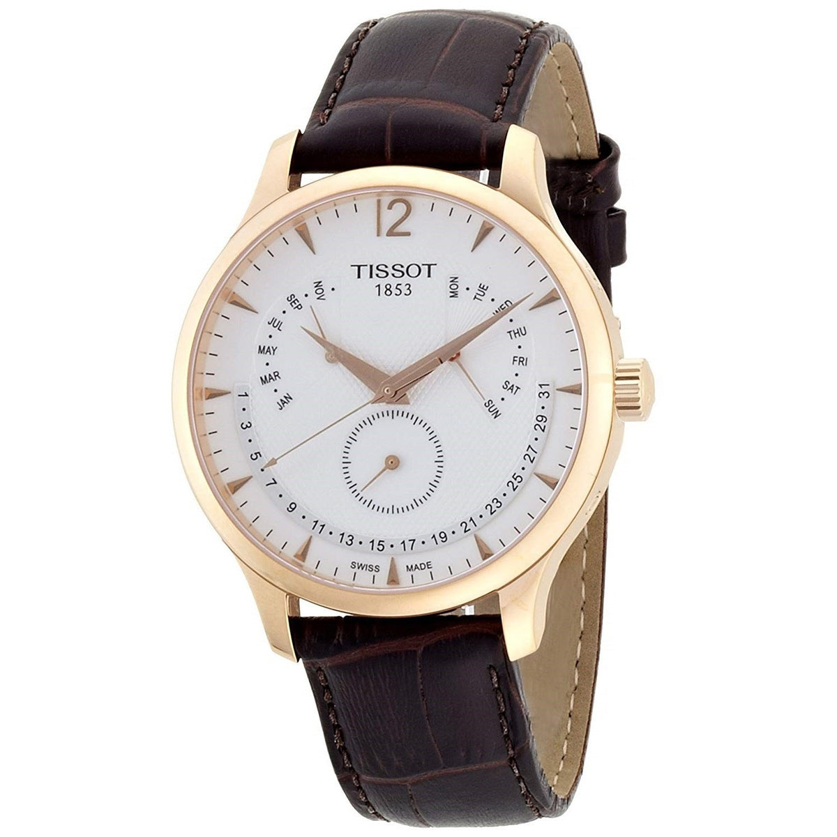 Tissot Men&#39;s T0636373603700 T-Tradition Multi-Function Brown Leather Watch