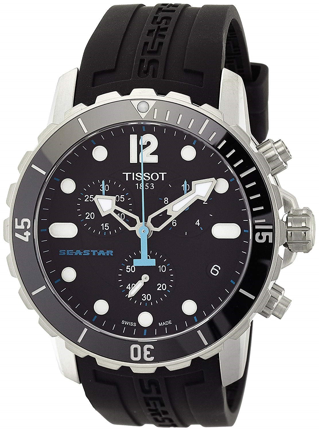 Tissot Men's T0664171705700 Seastar Chronograph Black Rubber Watch