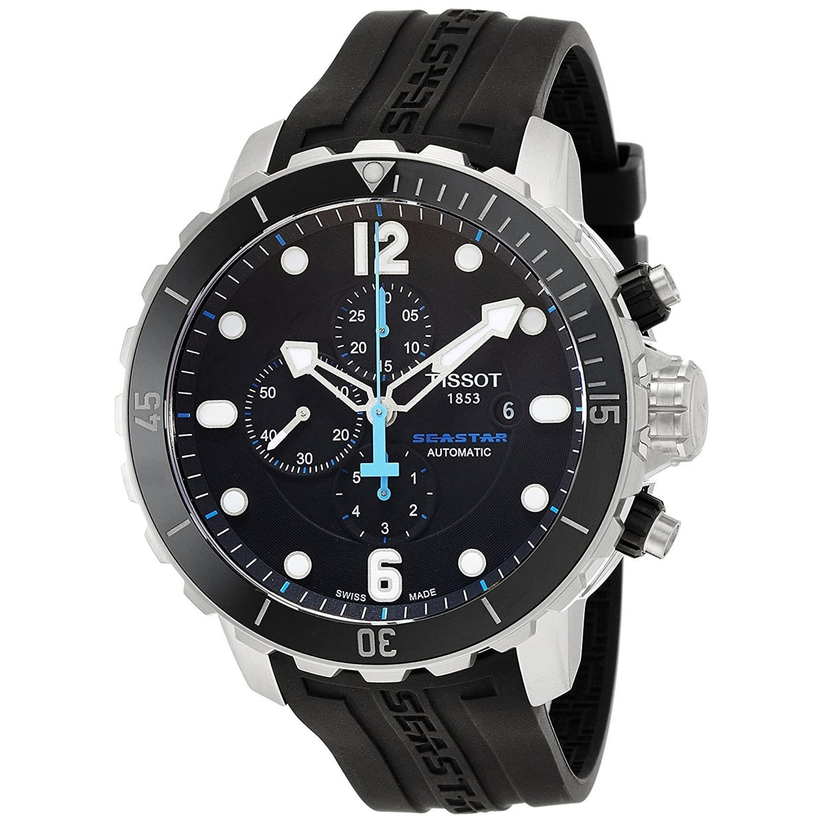 Tissot Men's T0664271705702 T-Sport Seastar 1000 Automatic Chronograph Black Rubber Watch