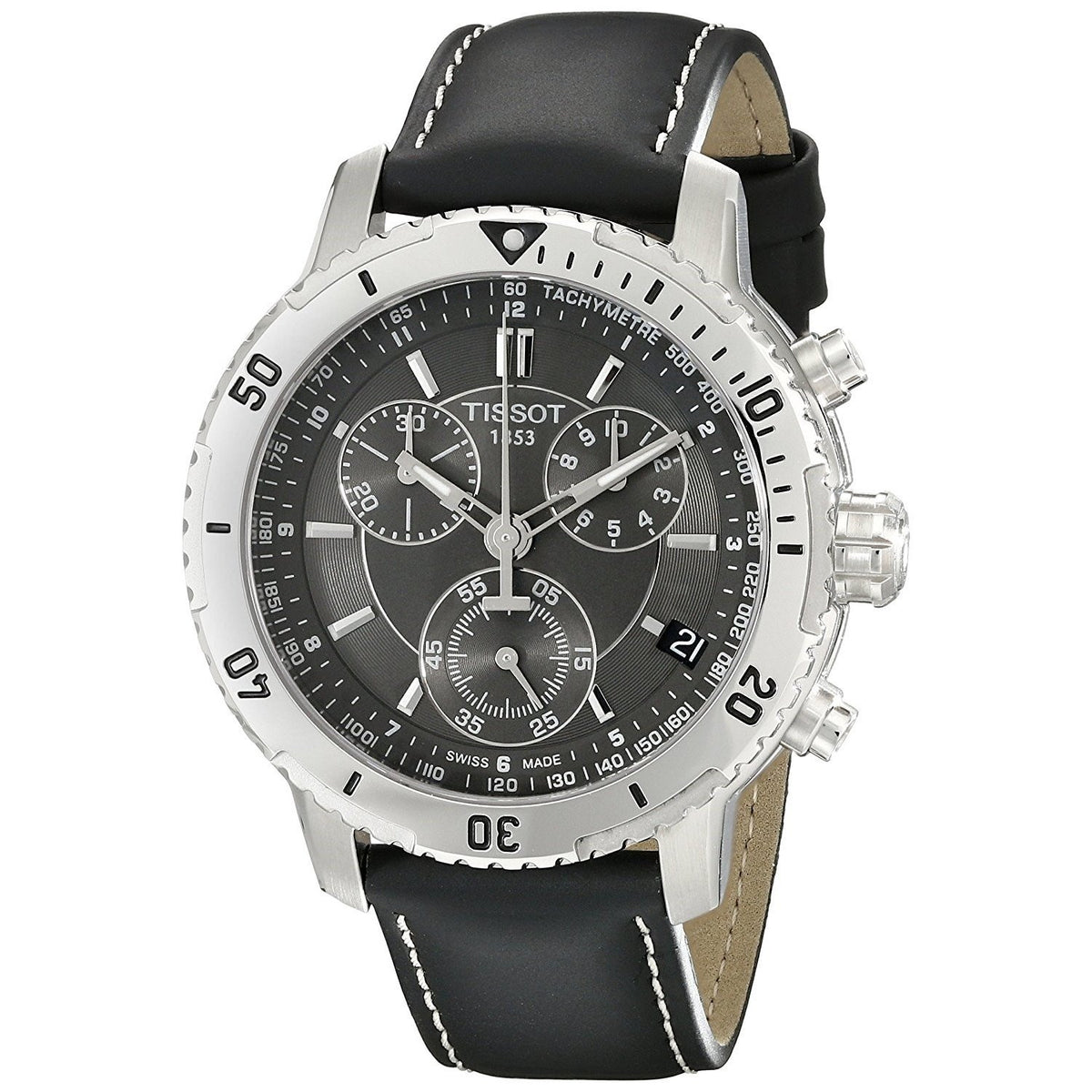 Tissot Men&#39;s T0674171605100 PRS 200 Chronograph Black Leather Watch