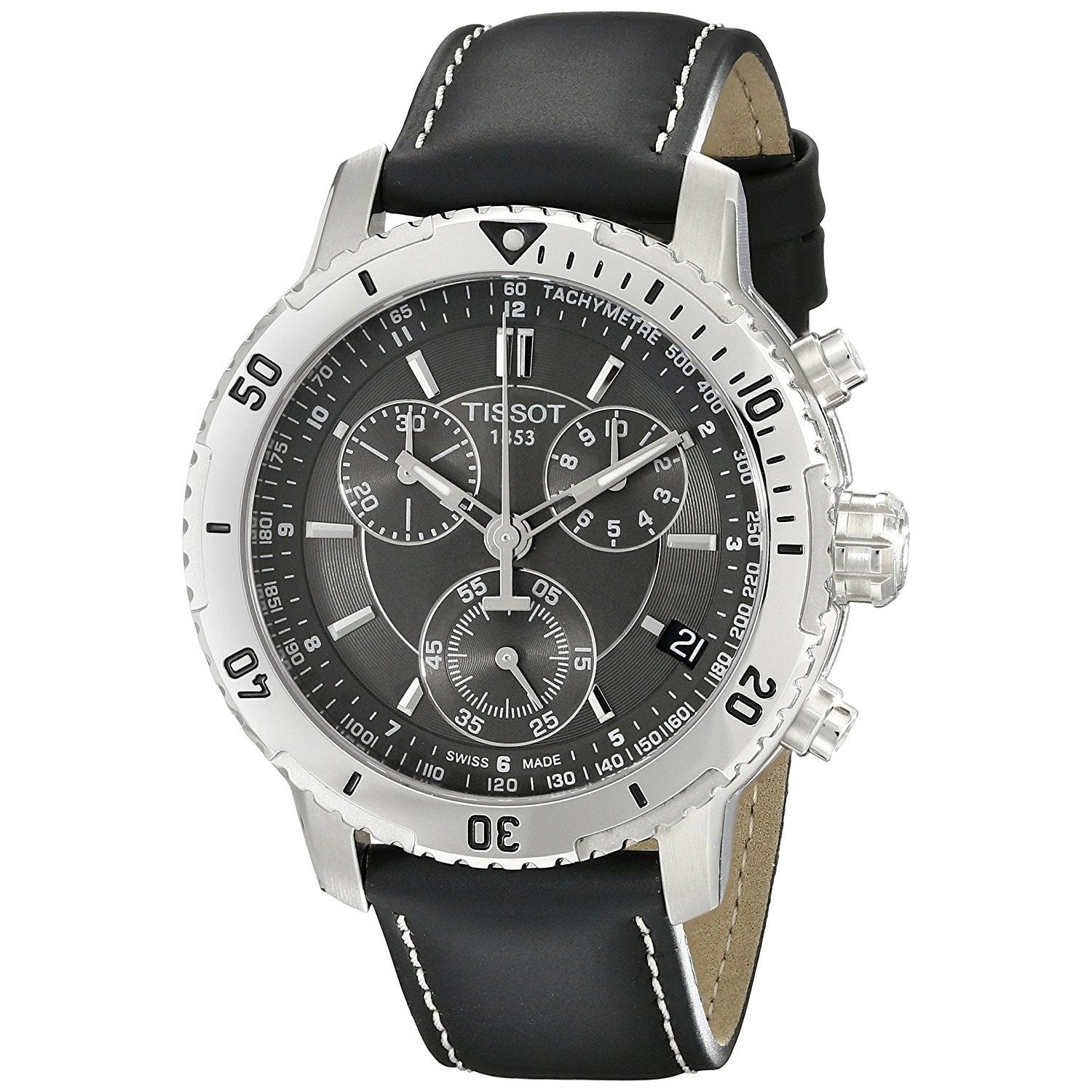 Tissot Men's T0674171605100 PRS 200 Chronograph Black Leather