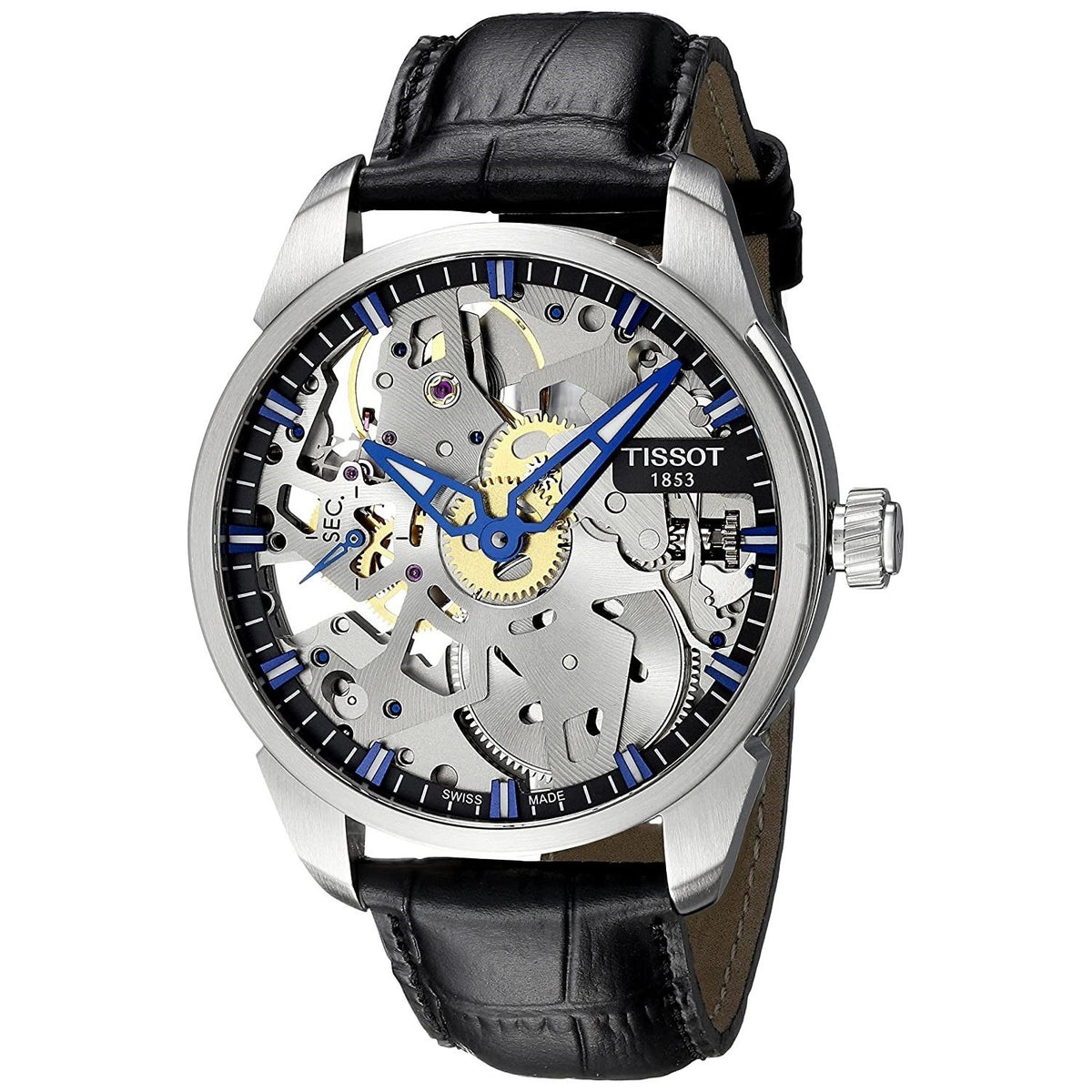 Tissot Men's T0704051641100 T-Complication Squelette Automatic Black Leather Watch