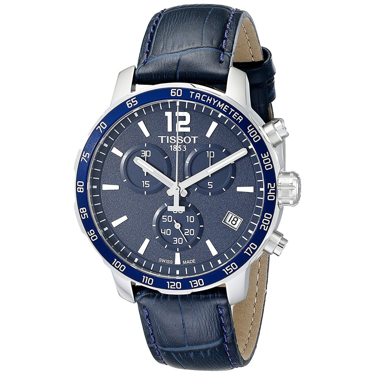 Tissot Men&#39;s T0954171604700 Quickster Chronograph Blue Leather Watch