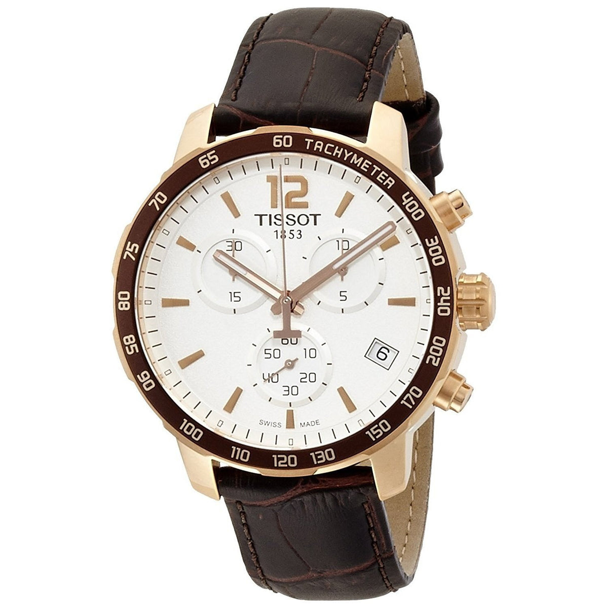 Tissot Men&#39;s T0954173603700 Quickster Chronograph Brown Leather Watch
