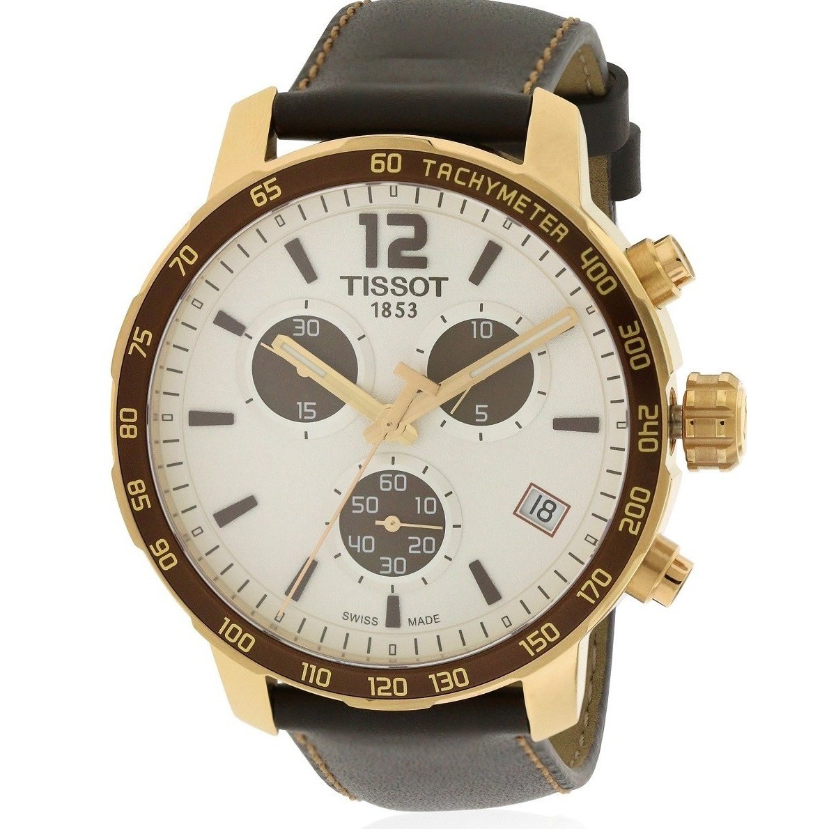 Tissot Men&#39;s T0954173603701 Quickster Chronograph Brown Leather Watch