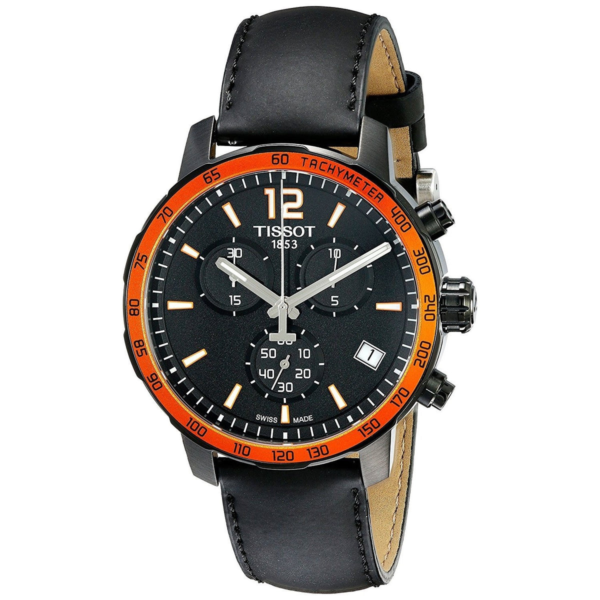 Tissot Men&#39;s T0954173605701 Quickster Chronograph Black Leather Watch