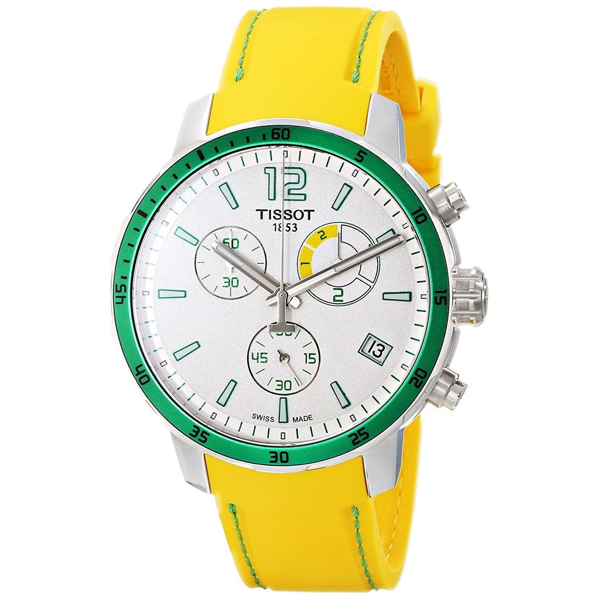 Tissot Men&#39;s T0954491703701 Quickster Chronograph Yellow Silicone Watch