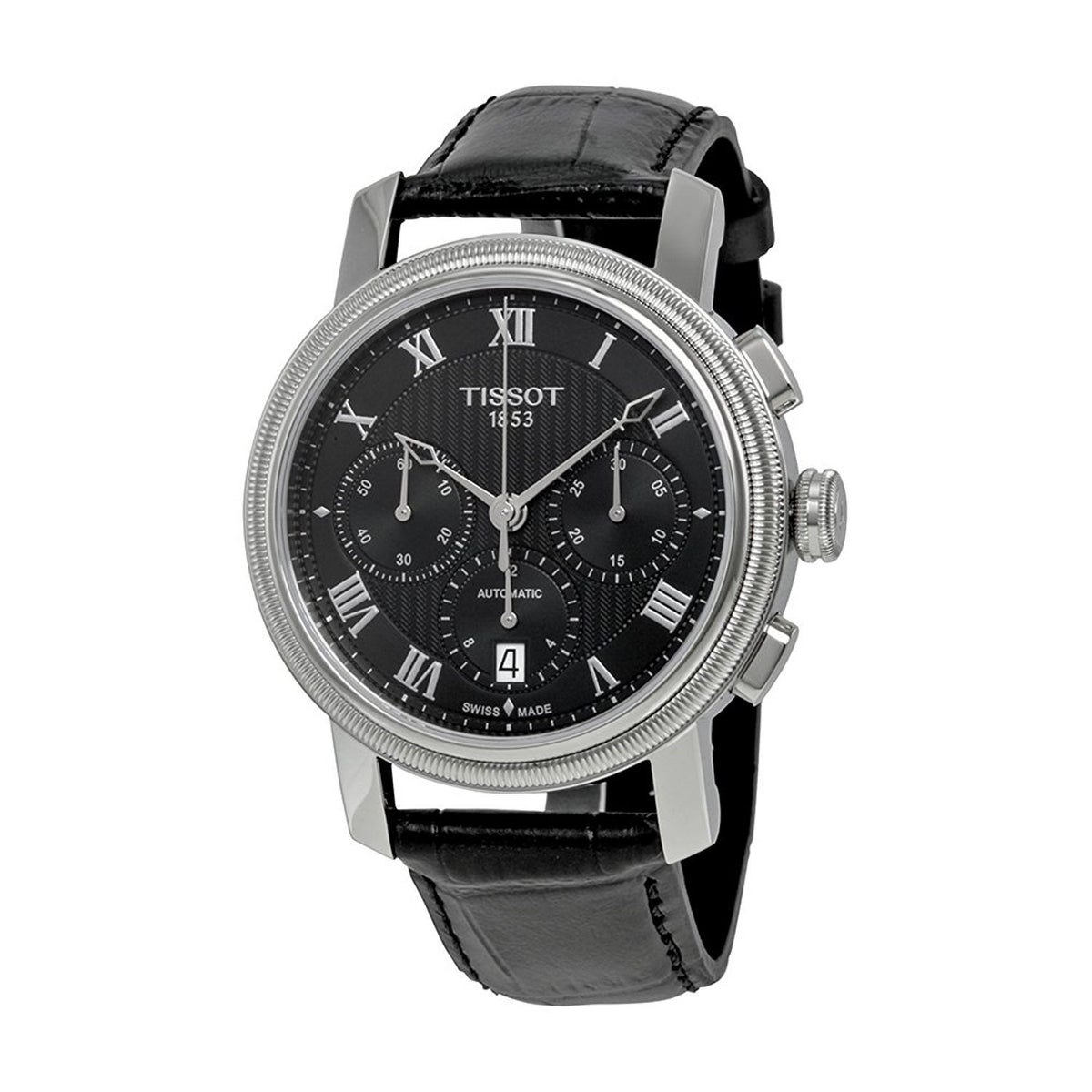 Tissot Men&#39;s T0974271605300 Bridgeport Chronograph Automatic Black Leather Watch