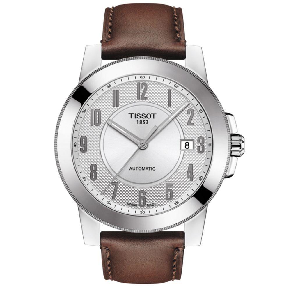 Tissot Men's T0984071603200 Gentleman Automatic Brown Leather Watch