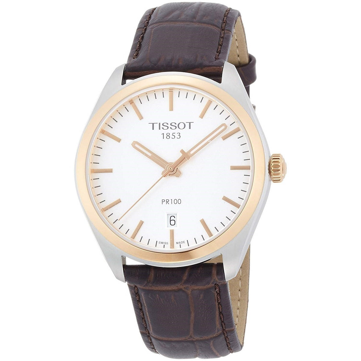 Tissot Men's T1014102603100 PR 100 Brown Leather Watch