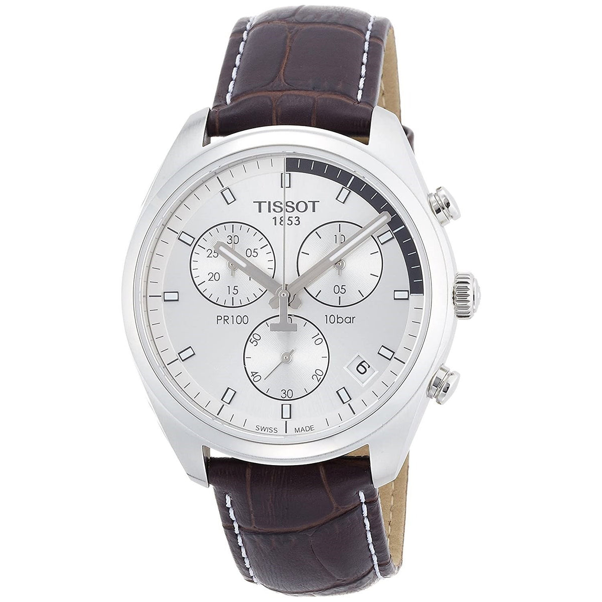 Tissot Men's T1014171603100 PR 100 Chronograph Brown Leather Watch
