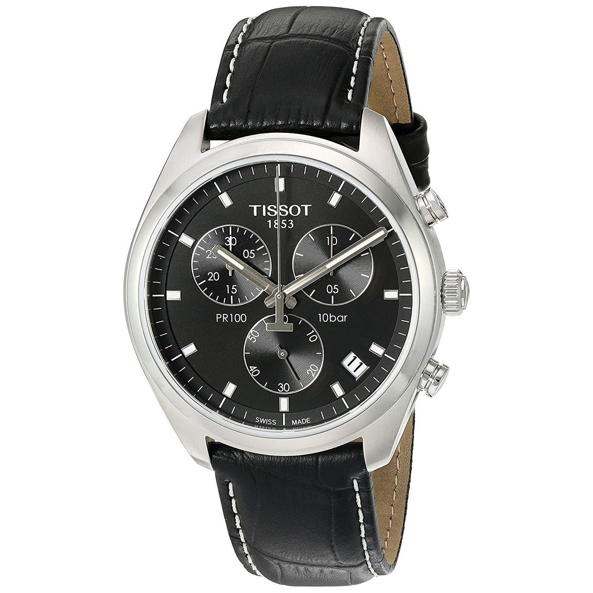 Tissot Men&#39;s T1014171605100 PR 100 Chronograph Black Leather Watch