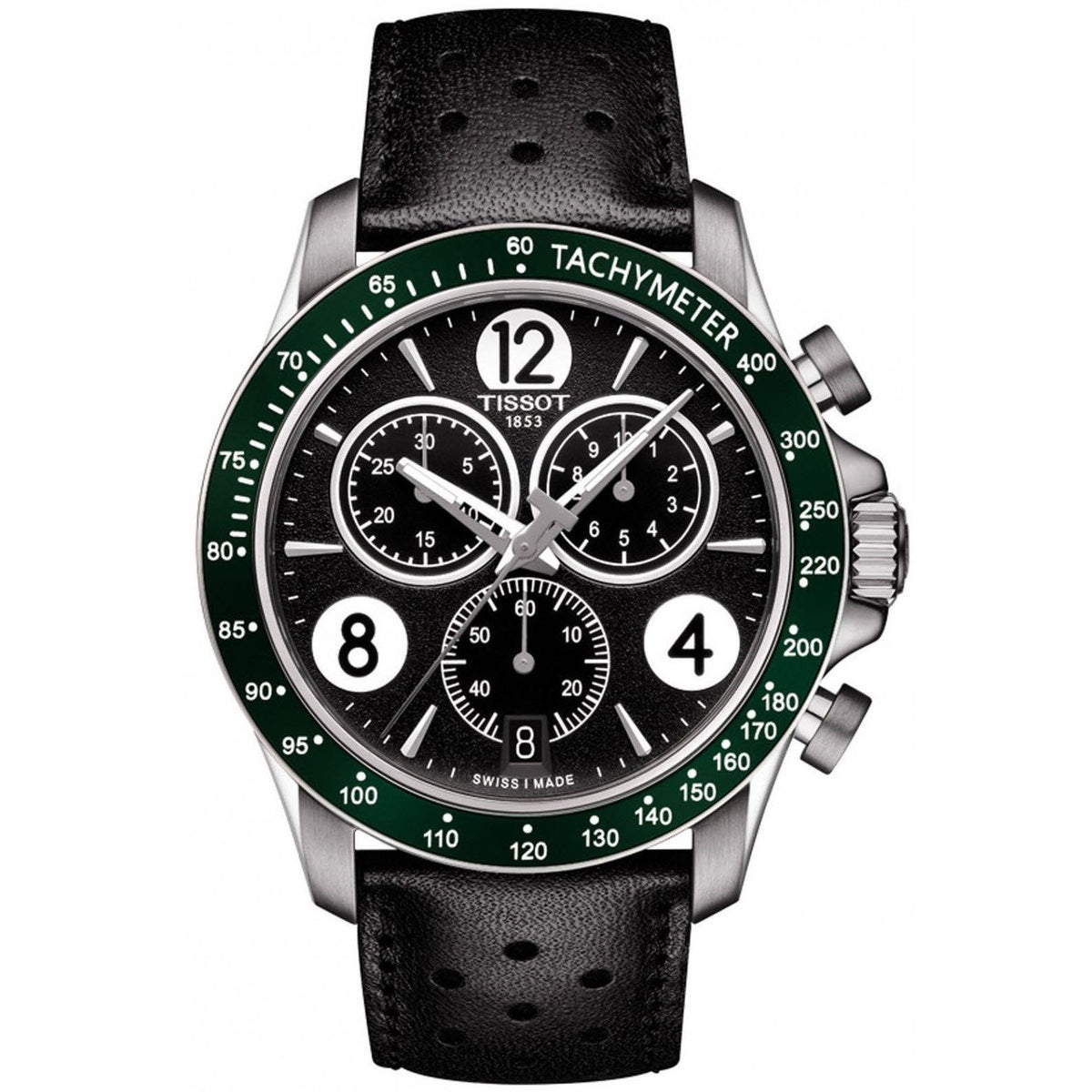 Tissot Men's T1064171605700 V8 Chronograph Black Leather Watch