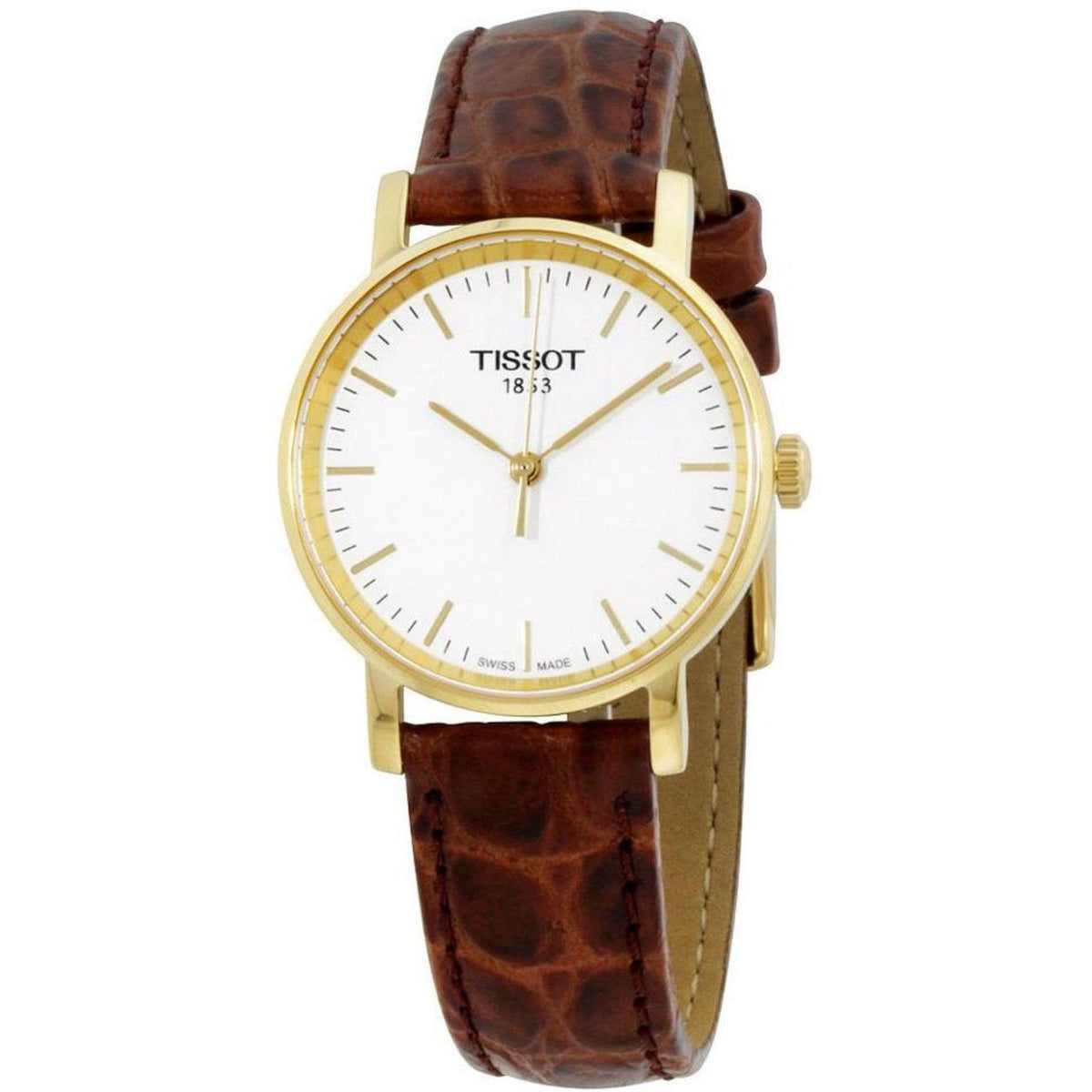 Tissot Women&#39;s T1092103603100 Everytime Brown Leather Watch