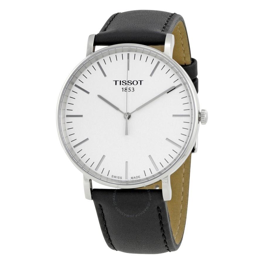 Tissot Men&#39;s T1096101603100 Everytime Black Leather Watch
