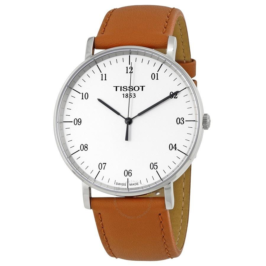Tissot Men&#39;s T1096101603700 T-Classic Everytime Brown Leather Watch