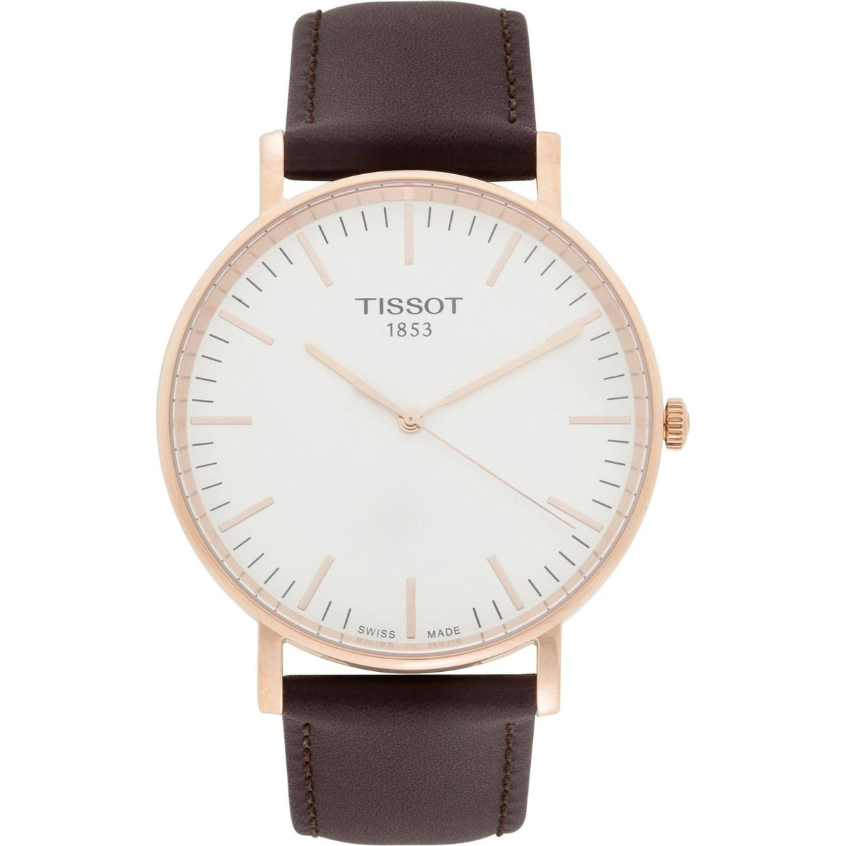 Tissot Men&#39;s T1096103603100 Everytime Brown Leather Watch