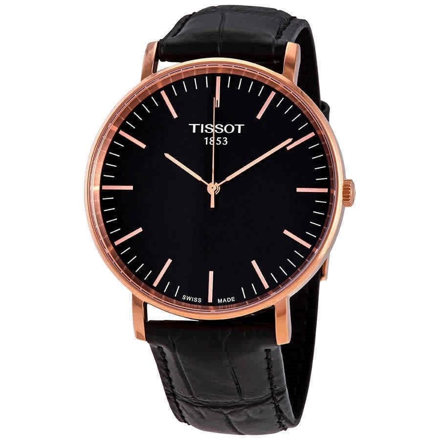 Tissot Men&#39;s T1096103605100 Everytime Black Leather Watch
