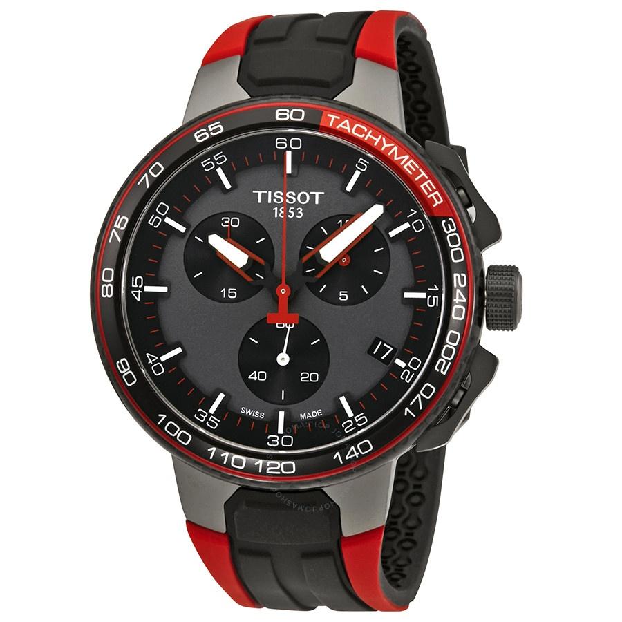 Tissot Men&#39;s T1114173744101 T-race Chronograph Red and Black Rubber Watch
