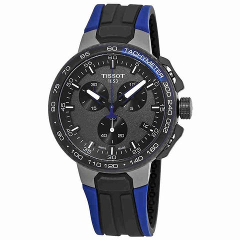 Tissot Men's T1114173744106 T-Race Cycling Chronograph Blue and Black Rubber Watch