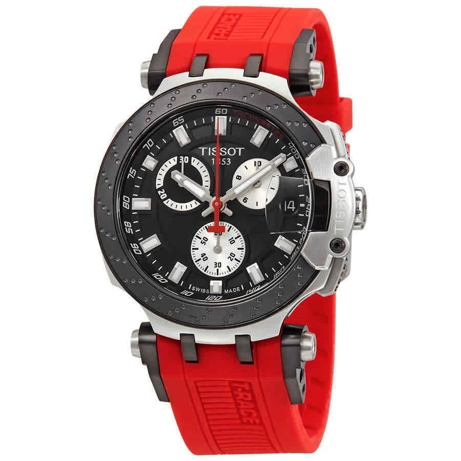 Tissot Men&#39;s T1154172705100 T-Race Chronograph Red Silicone Watch