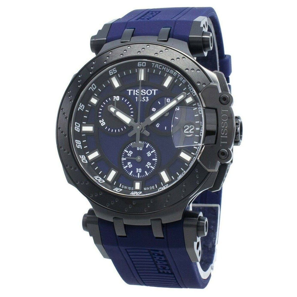 Tissot Men&#39;s T1154173704100 T-Race Chronograph Blue Rubber Watch