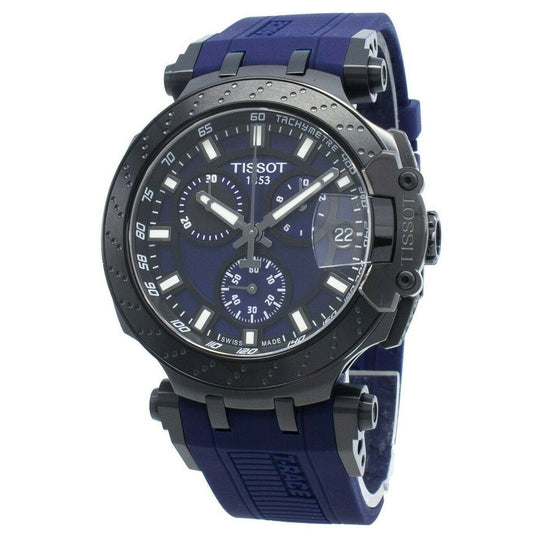 Tissot Men's T1154173704100 T-Race Chronograph Blue Rubber Watch