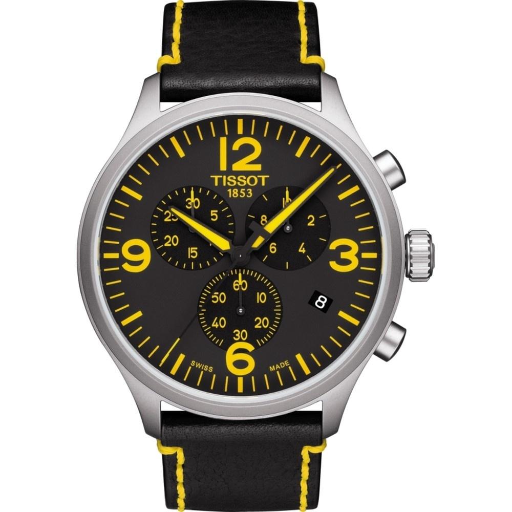 Tissot Men&#39;s T1166171605701 XL Tour de France Chronograph Black Leather Watch