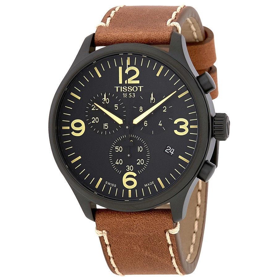 Tissot Men&#39;s T1166173605700 T-Sport XL Chronograph Brown Leather Watch