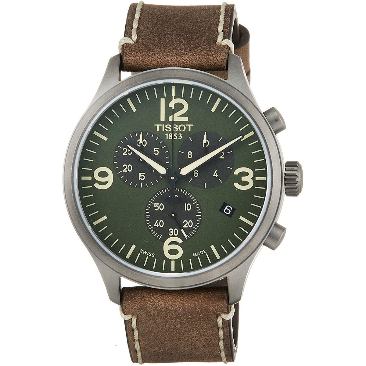 Tissot Men&#39;s T1166173609700 T-Sport Chronograph Brown Leather Watch