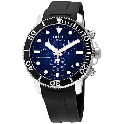 Tissot Men's T1204171704100 Seastar 1000 Chronograph Black Rubber Watch