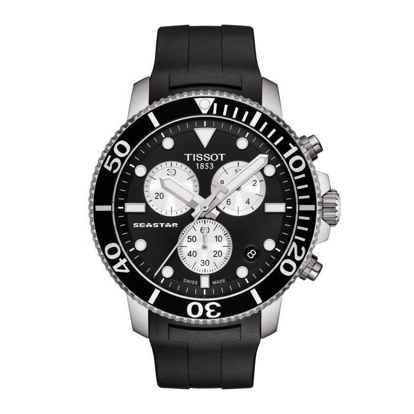 Tissot Men&#39;s T1204171705100 Seastar 1000 Chronograph Black Rubber Watch
