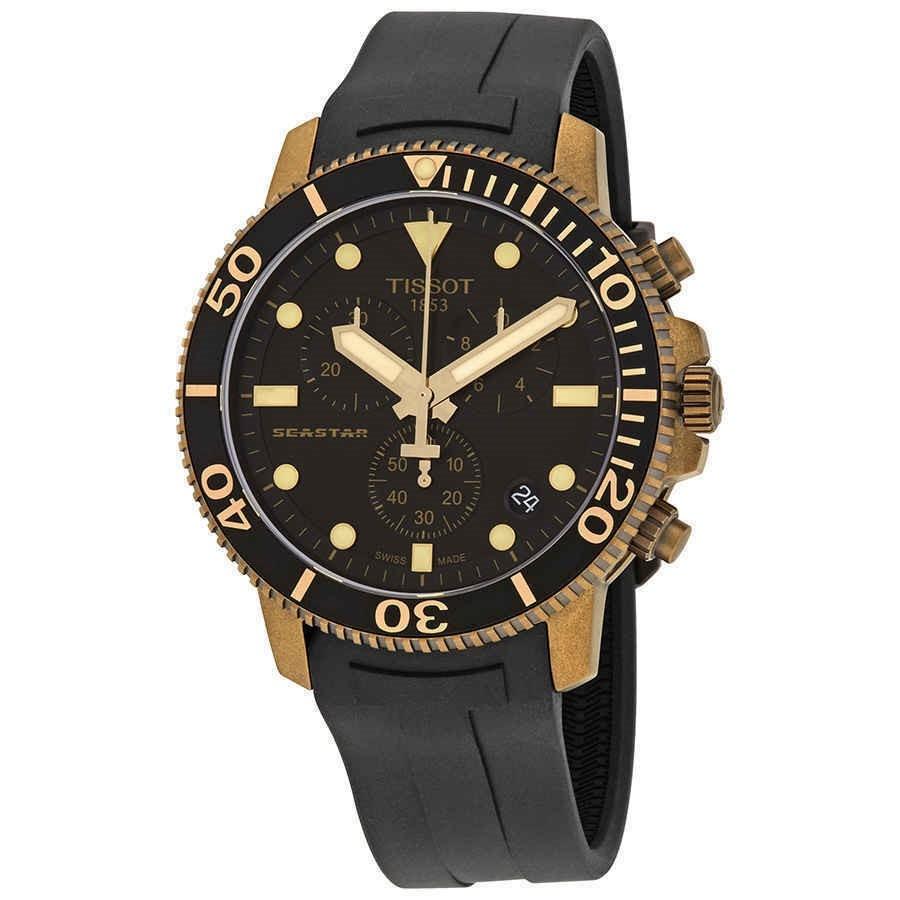 Tissot Men&#39;s T1204173705101 Seastar 1000 C Chronograph Black Rubber Watch