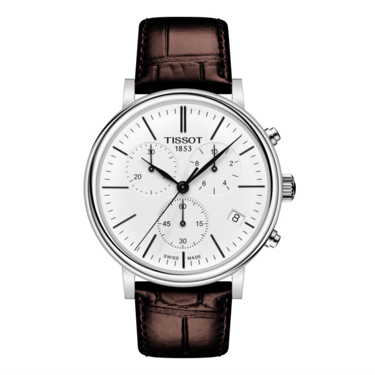 Tissot Men&#39;s T1224171601100 T-Classic Carson Premium Chronograph Brown Leather Watch