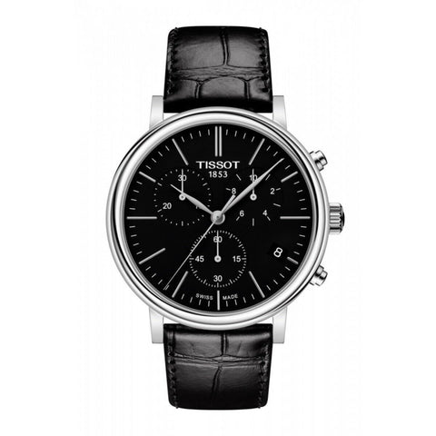Tissot Men's T1224171605100 T-Classic Carson Premium Chronograph Black Leather Watch