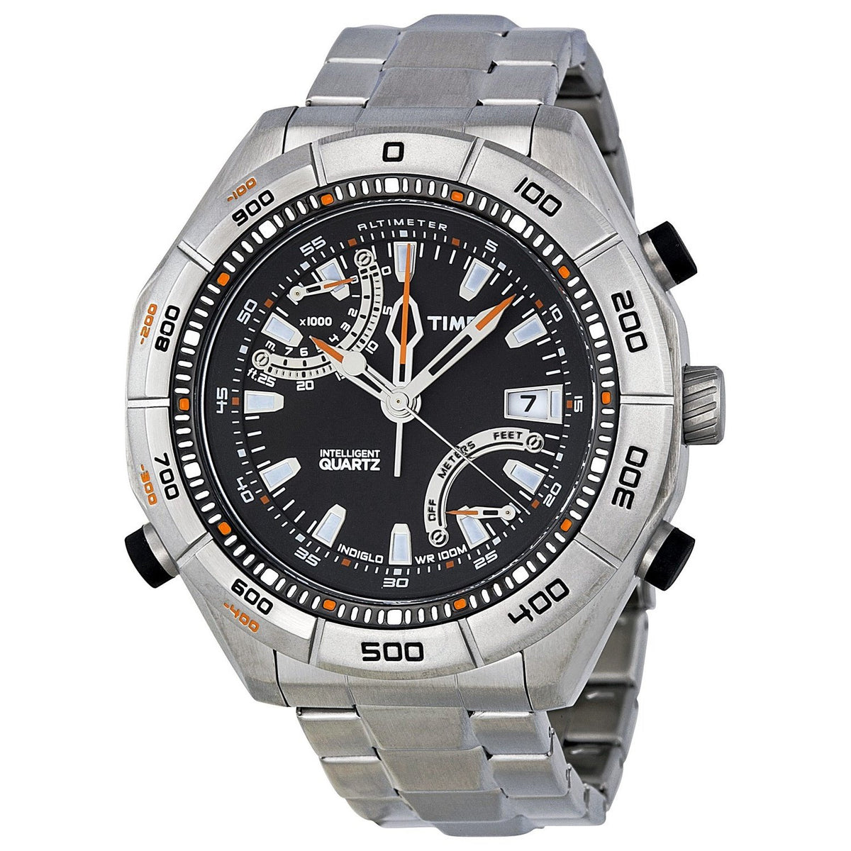 Timex Men&#39;s T2N727 Intelligent Adventure Series Altimeter Stainless Steel Watch