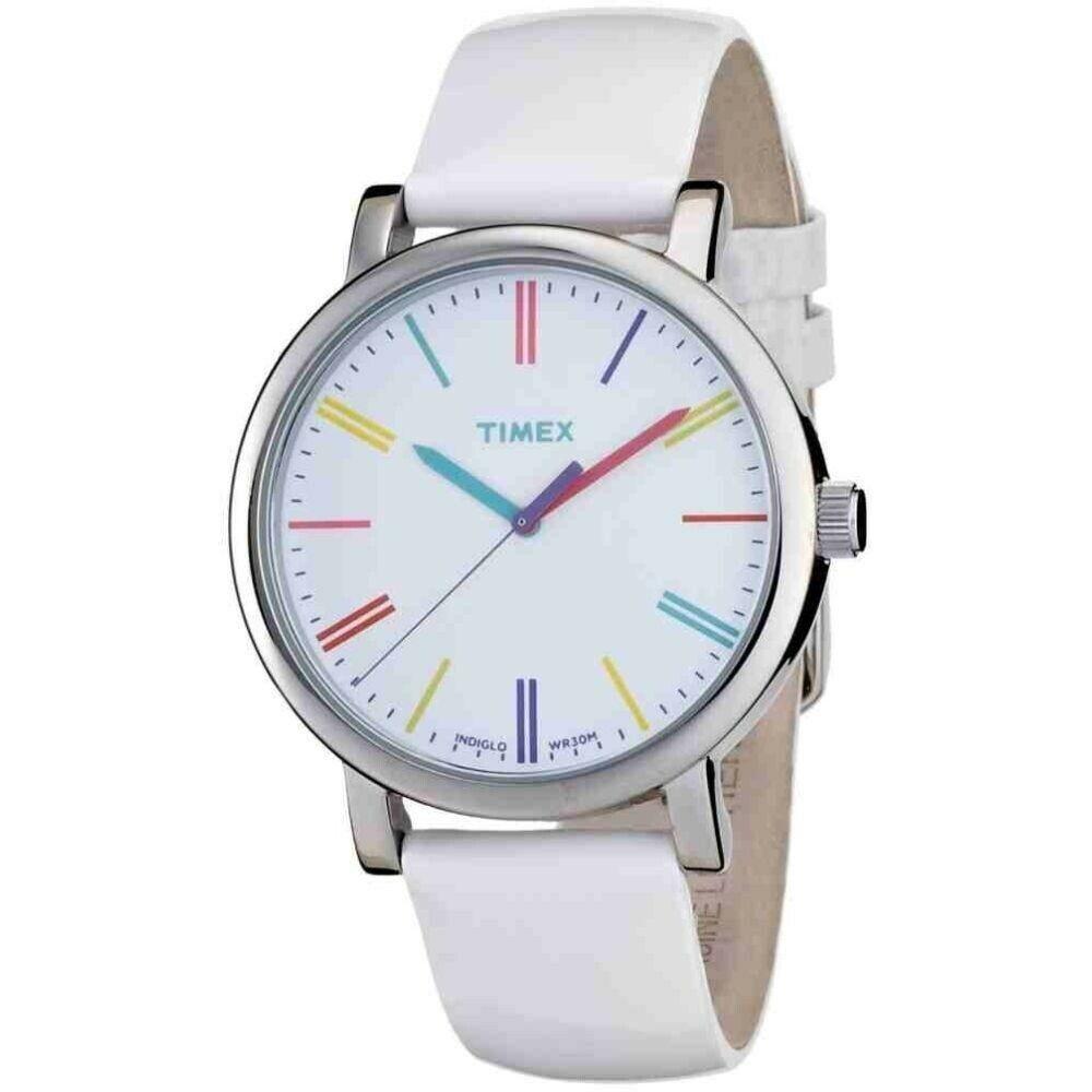 Timex Women&#39;s T2N791 Heritage Easy Rider White Leather Watch